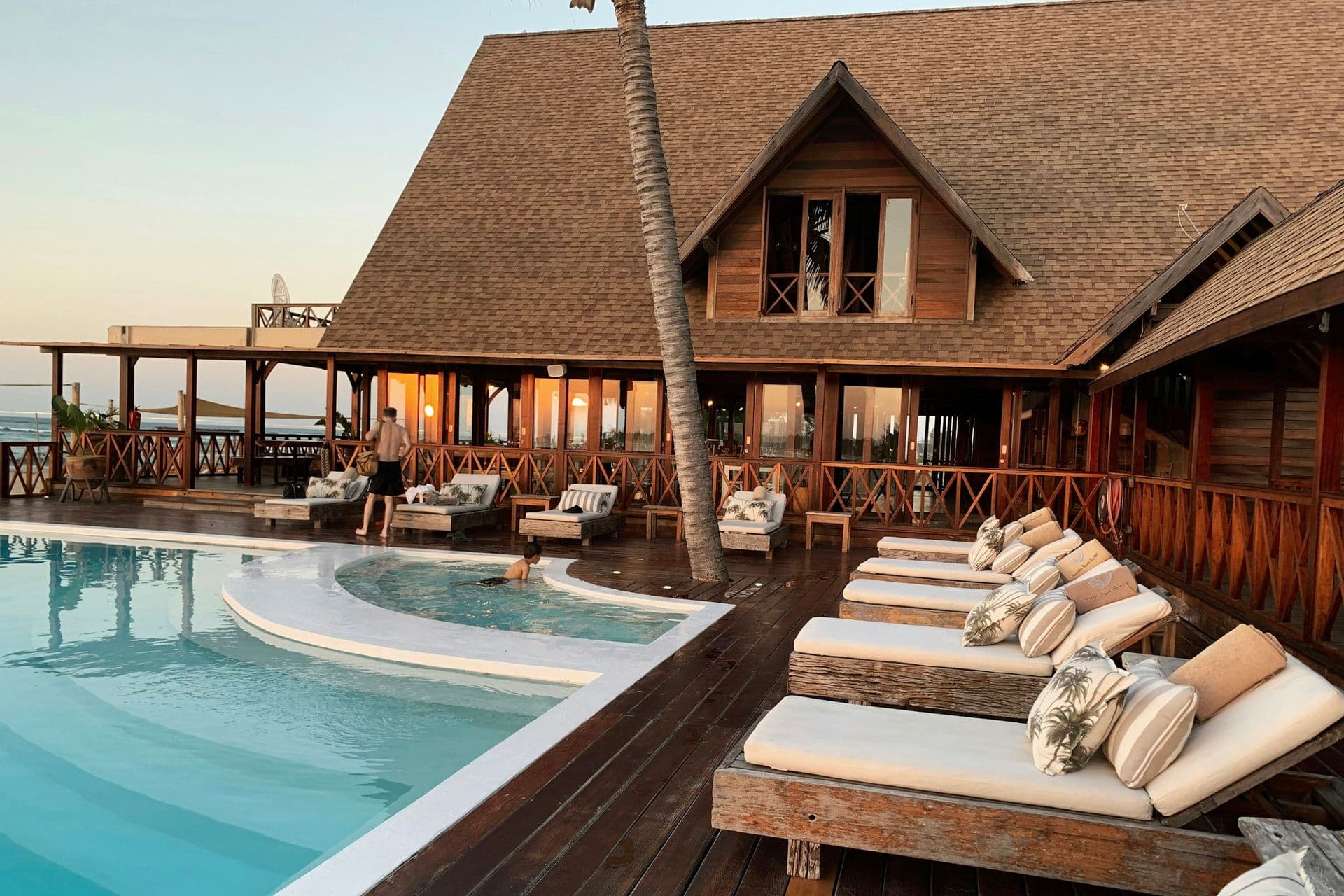 Resort exterior at dusk